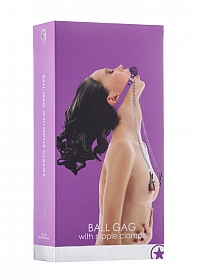 Ball Gag with Nipple Clamps - Purple