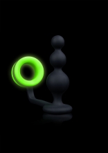 Beads Butt Plug with Cock Ring - GitD - Neon Green/Black