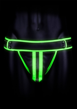 Striped Jock Strap - GitD - Neon Green/Black - L/XL