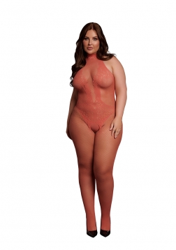 Fishnet and Lace Bodystocking - Queen Size - Sunset Glow