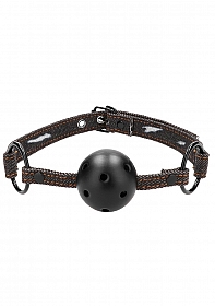 Breathable Ball Gag - With Roughend Denim Straps - Black ..