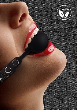 Silicone Ball Gag - With Roughend Denim Straps - Black