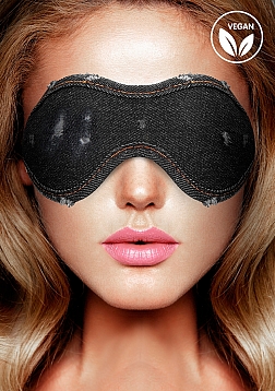 Denim Eye Mask - Roughend Denim Style - Black