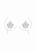 Open-Cup Strappy Teddy and Dazzling Nipple Bling Sticker - One Size