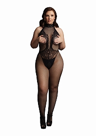 Fishnet and Lace Bodystocking - Plus Size