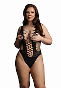 V-Neck Teddy with Opaque Panels - Queen Size