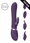 VIVE-CHOU Rechargeable Pulse-Wave Silicone Rabbit W/Interchangeable Clitoral Sleeves - Purple..
