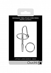 Stainless Steel Penis Plug with Glans Ring - 0.3\