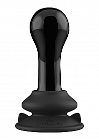 Globy - Glass Vibrator - Witch Suction Cup and Remote - Rechargeable - 10 Speed - Black