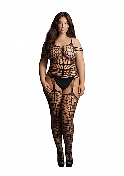 Shredded Suspender Bodystocking - Black - OSX