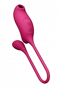 Quino - Rechargeable Silicone Airwave & Vibrating Egg Vibrator - Pink..