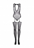 Contrast Suspender Bodystocking - One Size