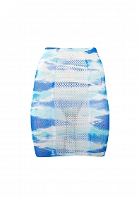 High-Waist Fishnet Skirt and Dazzling Cleavage Bling Sticker - One Size