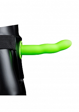 Curved Hollow Strap-on - 8'' / 20 cm - GitD - Neon Green