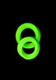2 pcs Cock Ring Set - Glow in the Dark - Neon Green