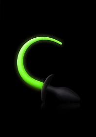 Puppy Tail plug - Glow in the Dark - Neon Green/Black