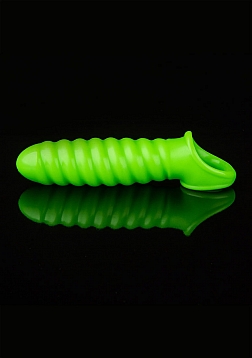 Swirl Stretchy Penis Sleeve - Glow in the Dark - Neon Green
