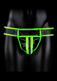 Striped Jock Strap - GitD - Neon Green/Black - S/M