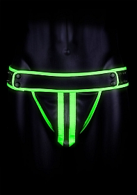 Striped Jock Strap - GitD - Neon Green/Black - S/M