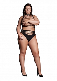 Helike XLV - Two Piece with Open Cups, Crop Top and Pantie