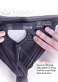 Ouch! Vibrating Strap-on Thong with Adjustable Garters - Black - XL/XXL