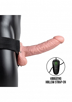 Vibrating Hollow Strap-on with Balls - 7'' / 18 cm - Flesh