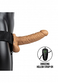 Vibrating Hollow Strap-on with Balls - 7'' / 18 cm - Tan