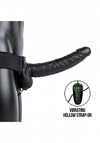 Vibrating Hollow Strap-on with Balls - 9'' / 23 cm - Black