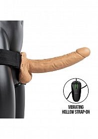 Vibrating Hollow Strap-on with Balls - 9'' / 23 cm - Tan