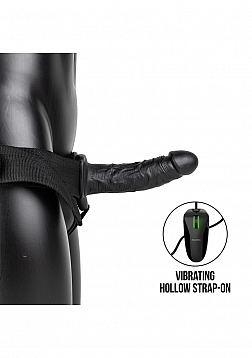 Vibrating Hollow Strap-on No Balls - 6'' / 15,5 cm - Black