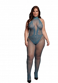Fishnet and Lace Bodystocking - Queen Size - Ocean Deep