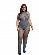 Fishnet and Lace Bodystocking - Queen Size - Ocean Deep