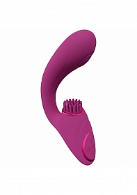 Gen - Triple G-Spot Vibrator with Pulse Wave and Vibrating Bristles - Pink