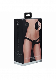Ouch! - Dual Silicone Ribbed Strap-On - Adjustable - Black
