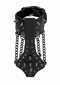 Ouch! Skulls and Bones - Bracelet with Spikes and Chains - Black