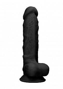 Silicone Dildo With Balls - Black - 17,8 cm