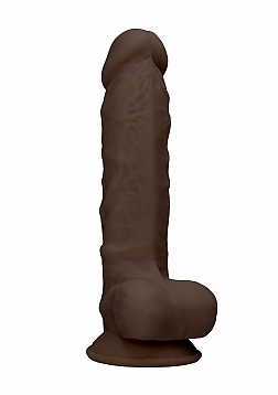 Silicone Dildo With Balls - Brown - 17,8 cm