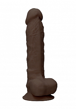 Silicone Dildo With Balls - Brown - 22,8 cm