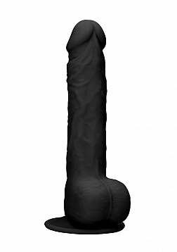 Silicone Dildo With Balls - Black - 24 cm