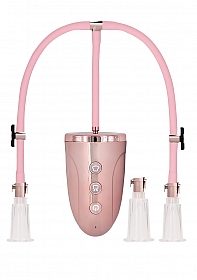 Automatic Rechargeable Clitoral & Nipple Pump Set - Large - Pink