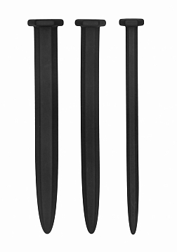 Silicone Rugged Nail Plug Set - Urethral Sounding - Black